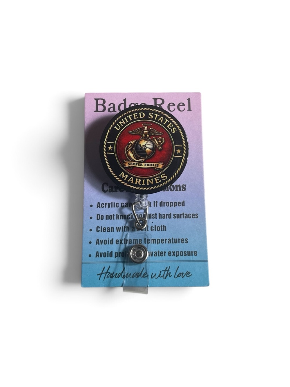 United States Marines Black & Red Retractable Badge Reel